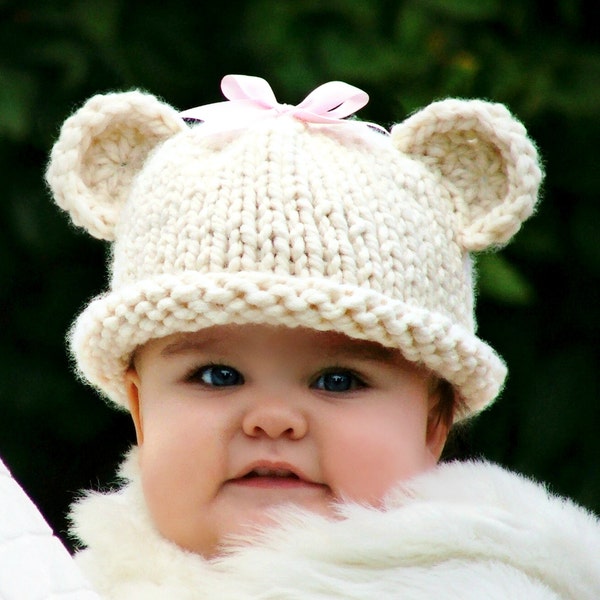 KNITTING PATTERN-Baby Bear Hat (Baby,Toddler sizes)