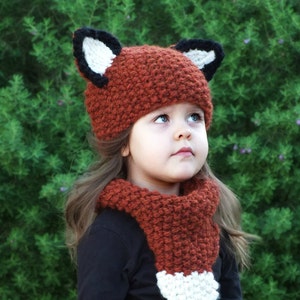 Knitting PATTERN-Baby Fox Hat and Cowl Baby,Toddler,Child sizes image 4