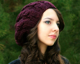 Knitting Pattern - adulto cavi Slouchy Hat