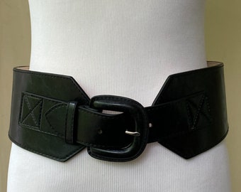 Vintage Lake Shore Drive Accessories Black Wide Leather Cinch Belt Sz S/M