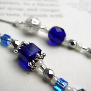 SEPTEMBER Beaded Bookmark Sapphire Blue and Silver Book Thong Personalized Birthstone image 3