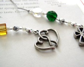 In REMEMBRANCE of a Lost Loved One - Beaded Bookmark Book Thong with Personalized Pewter Charms