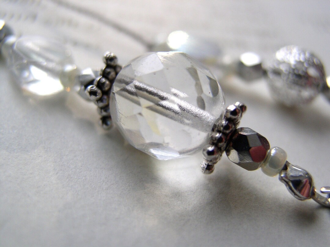 APRIL Crystal and Silver Beaded Bookmark Bookmark de string de livre de ...