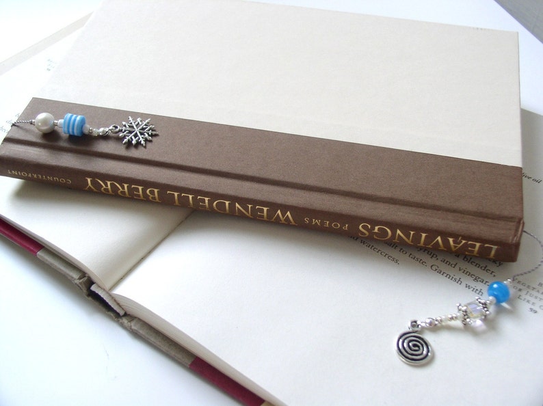 SEPTEMBER Beaded Bookmark Sapphire Blue and Silver Book Thong Personalized Birthstone image 4
