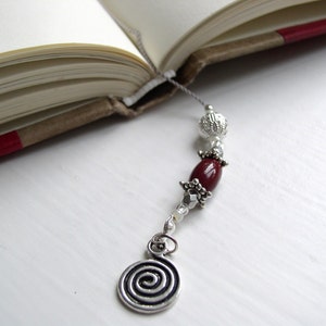 JANUARY Jeweled Beaded Bookmark Silver and Garnet Colored Red Birthstone Book Thong with Personalized Charms image 2