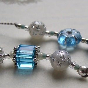 TEACHER GIFT Bookmark Jeweled Beaded Book Thong in Blue Topaz Aquamarine Beads and Skeleton Key and Best Teacher Appreciation Charms image 2