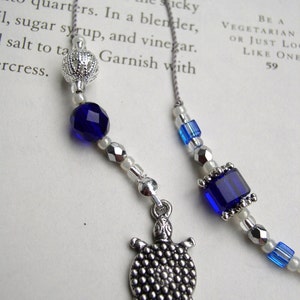 SEPTEMBER Beaded Bookmark Sapphire Blue and Silver Book Thong Personalized Birthstone image 2