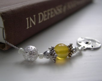 NOVEMBER Silver and Citrine Beaded Bookmark Book Thong- Personalized Birthstone