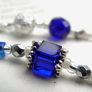 SEPTEMBER Beaded Bookmark Sapphire Blue and Silver Book Thong Personalized Birthstone image 1