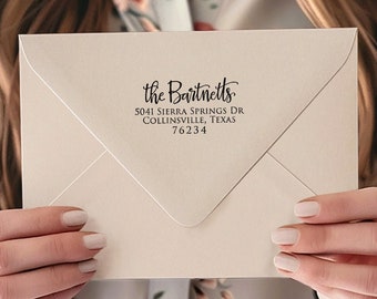 Return Address Stamp Personalized Minimal Wedding Self Inking Stamp | Modern Wedding Calligraphy Stamp Gift