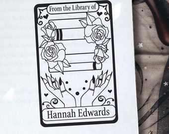 PERSONALIZED BOOK STAMP From the Library of Stamp Mystical custom self-inking book stamps Tarot Card Design Book Lover Gift