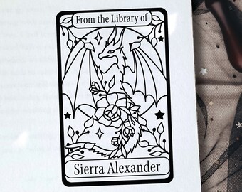 PERSONALIZED BOOK STAMP From the Library of Stamp Mystical Fantasy custom self-inking book stamps Tarot Card Design Book Lover Gift