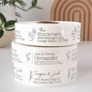 clear address labels on rolls. Great for wedding invitations return address labels - white modern & simple floral labels stickers