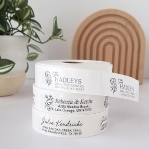 address labels on rolls. Great for wedding return address labels - Personalized modern & simple white or clear labels on easy to use rolls