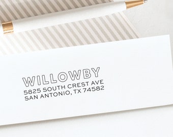 Custom Modern Address Stamp Minimal Self Inking Stamp | Great Housewarming and New Home Gift | Wedding Invitation Stamp