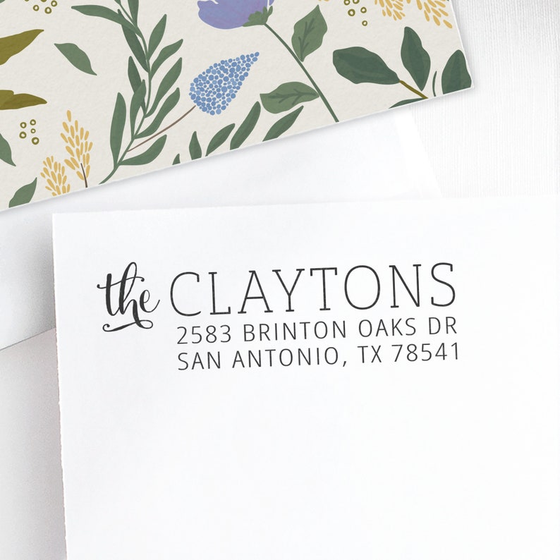 Custom Address Stamp, Return Address Stamp, Wedding address stamp, CalligraphynAddress Stamp, Self inking Christmas Stamp Clayton N2040 image 1