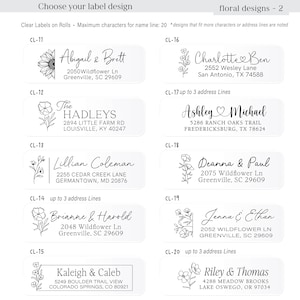 Clear Address Labels, High Quality Custom Personalized Wedding Address Labels, Envelope Address Label Stickers, Flower Labels image 3