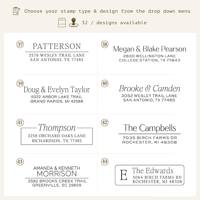Custom self inking address stamp with a modern handwriting style, Self Inking or Wood Handle stamp great for addressing wedding invitations image 2