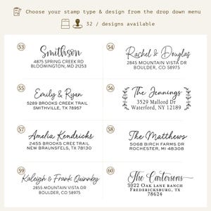Custom self inking address stamp with a modern handwriting style, Self Inking or Wood Handle stamp great for addressing wedding invitations image 4