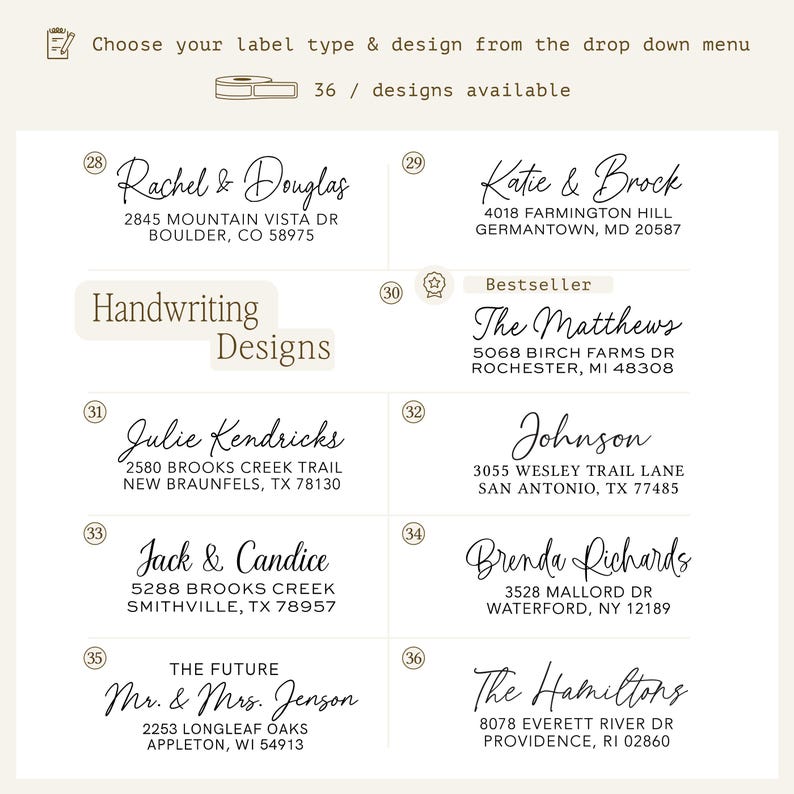 address labels on rolls. Great for wedding return address labels - Personalized modern & simple white or clear labels on easy to use rolls image 5
