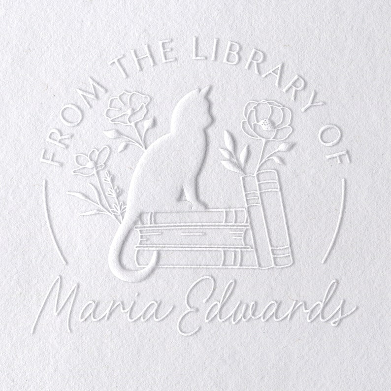 Book Embosser Book Stamp, Personalized Book Stamp, From the Library of, Custom Book Stamp Embosser, Book Lover Gift, Teacher Gift, Ex Libris image 2