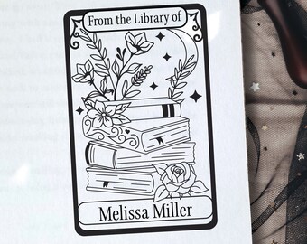 PERSONALIZED BOOK STAMP the Library of Stamp Mystical Fantasy Adventure custom self-inking book stamps Tarot Card Design Book Lover Gift