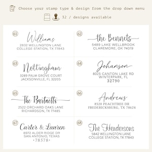 Custom self inking address stamp with a modern handwriting style, Self Inking or Wood Handle stamp great for addressing wedding invitations image 5