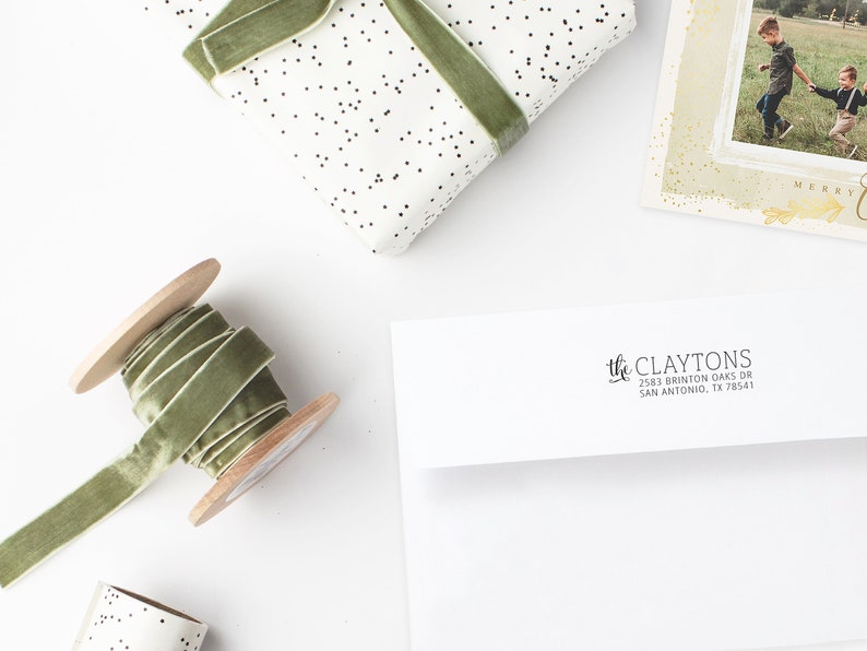 Custom Address Stamp, Return Address Stamp, Wedding address stamp, CalligraphynAddress Stamp, Self inking Christmas Stamp Clayton N2040 image 3