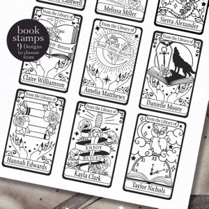 PERSONALIZED BOOK STAMP From the Library of Stamp Mystical custom self-inking book stamps Tarot Card Design Ex Libris  Book Lover Gift
