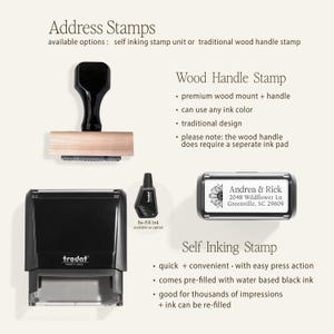 Custom self inking address stamp with a modern handwriting style, Self Inking or Wood Handle stamp great for addressing wedding invitations image 6