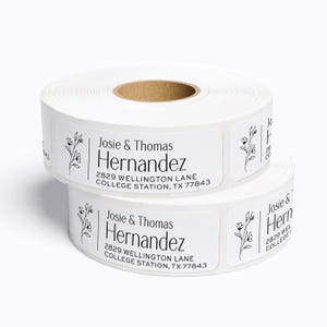 Personalized address labels on rolls. White or Clear labels for wedding return address - modern & simple labels for mailing invitations