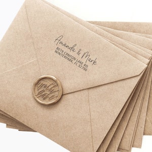 Self inking return address stamp, custom stamp, personalized stamp, wedding calligraphy stamp, handwriting modern stamp Emily N2021 image 4