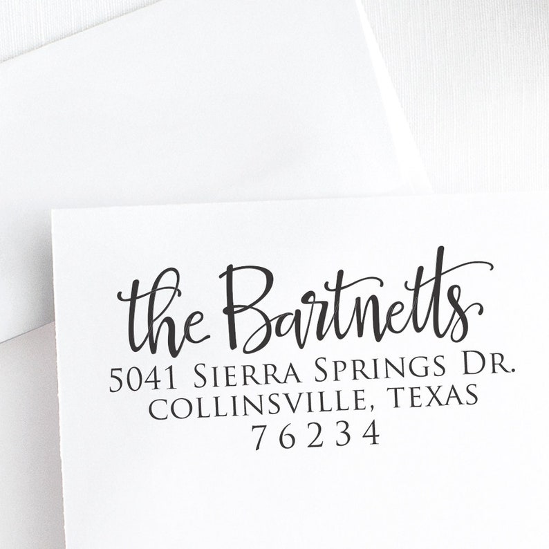 Return Address Stamp, Custom Return Address Stamp, Self Ink Return Address stamp, Wedding Stamp, Calligraphy Bartnett N2039 image 5