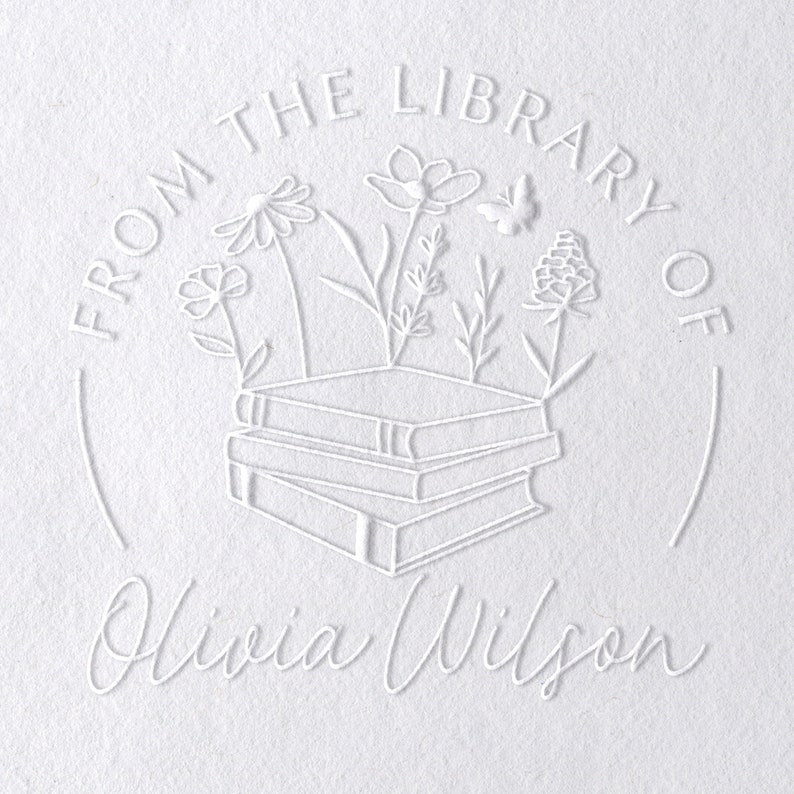 Book Embosser Book Stamp, Personalized Book Stamp, From the Library of, Custom Book Stamp Embosser, Book Lover Gift, Teacher Gift, Ex Libris image 4