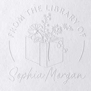 Book Embosser Book Stamp, Personalized Flower Book Stamp, From the Library of, Custom Floral Stamp Embosser, Book Lover Gift, Teacher Gift image 5