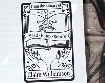 PERSONALIZED BOOK STAMP the Library of Stamp Mystical Fantasy Adventure custom self-inking book stamps Tarot Card Design Book Lover Gift