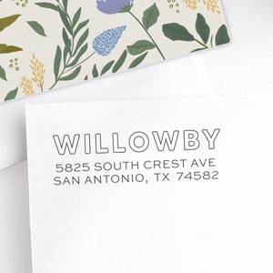 Custom Stamp, Personalized Address Stamp, Modern Wedding Stamp, Address Stamp, Self Inking Return Address  Stamp - Willowby N2027