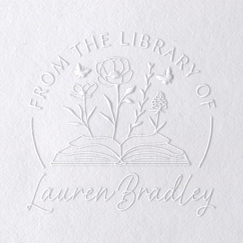 Book Embosser Book Stamp, Personalized Book Stamp, From the Library of, Custom Book Stamp Embosser, Book Lover Gift, Teacher Gift, Ex Libris image 3
