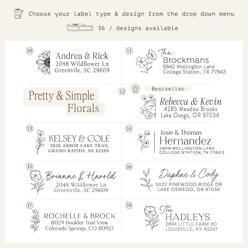address labels on rolls. Great for wedding return address labels - Personalized modern & simple white or clear labels on easy to use rolls image 3