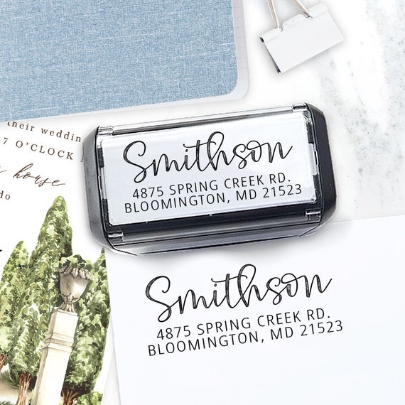 Tampon adresse personnalisée | Auto encreur tampon adresse de retour | Timbre d’adresse de mariage personnalisé calligraphie | Personnaliser Smithson Tampon adresse personnalisée | Auto encreur tampon adresse de retour | Timbre d’adresse de mariage personnalisé calligraphie | Personnaliser Smithson