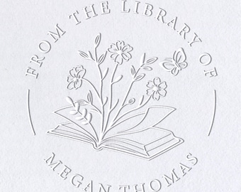 Book Embosser or Book Stamp, Personalized Bookworm Gift: Custom Book Embosser for Classic Library Stamp, Custom from the library embosser