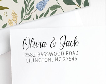 Custom Stamp, Self Inking Return Address Stamp, Boho Wedding address stamp, Calligraphy Stamp, Script Return Address Stamp - Olivia