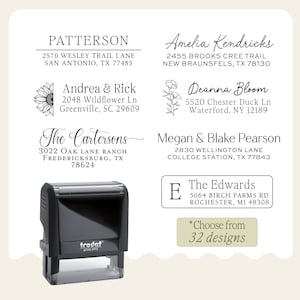 Custom self inking address stamp with a modern handwriting style, Self Inking or Wood Handle stamp great for addressing wedding invitations