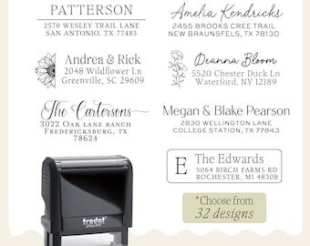 Custom self inking address stamp with a modern handwriting style, Self Inking or Wood Handle stamp great for addressing wedding invitations
