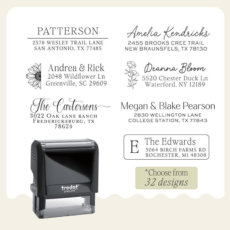 Custom self inking address stamp with a modern handwriting style, Self Inking or Wood Handle stamp great for addressing wedding invitations image 1