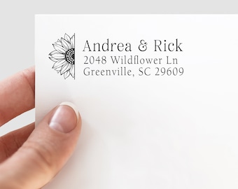 Floral address stamp, Personalized flower stamp for wedding save the dates, invitations | Custom stamp great housewarming or new home gift