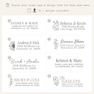 Custom self inking address stamp with a modern handwriting style, Self Inking or Wood Handle stamp great for addressing wedding invitations image 3