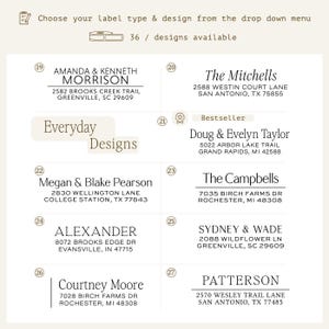 address labels on rolls. Great for wedding return address labels - Personalized modern & simple white or clear labels on easy to use rolls image 4