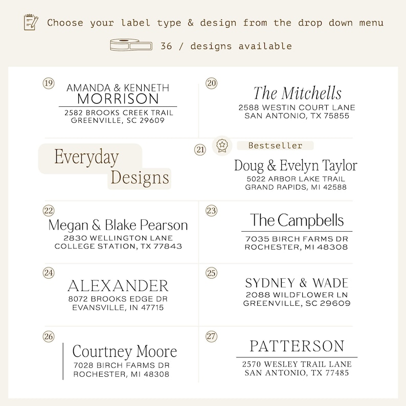 address labels on rolls. Great for wedding return address labels - Personalized modern & simple white or clear labels on easy to use rolls image 4