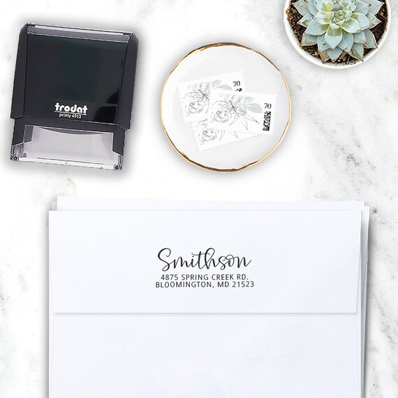 Tampon adresse personnalisée | Auto encreur tampon adresse de retour | Timbre d’adresse de mariage personnalisé calligraphie | Personnaliser Smithson Tampon adresse personnalisée | Auto encreur tampon adresse de retour | Timbre d’adresse de mariage personnalisé calligraphie | Personnaliser Smithson